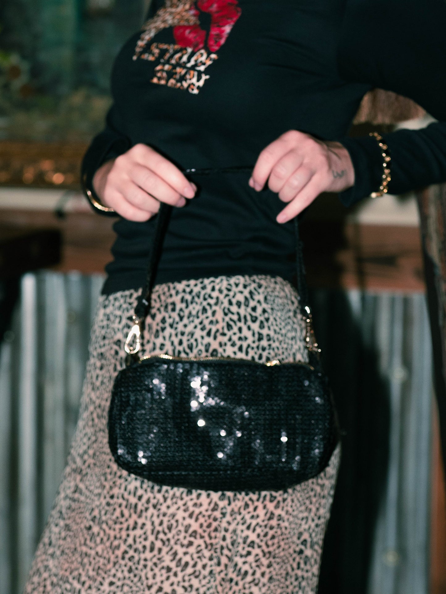 Noir Glitter Bag