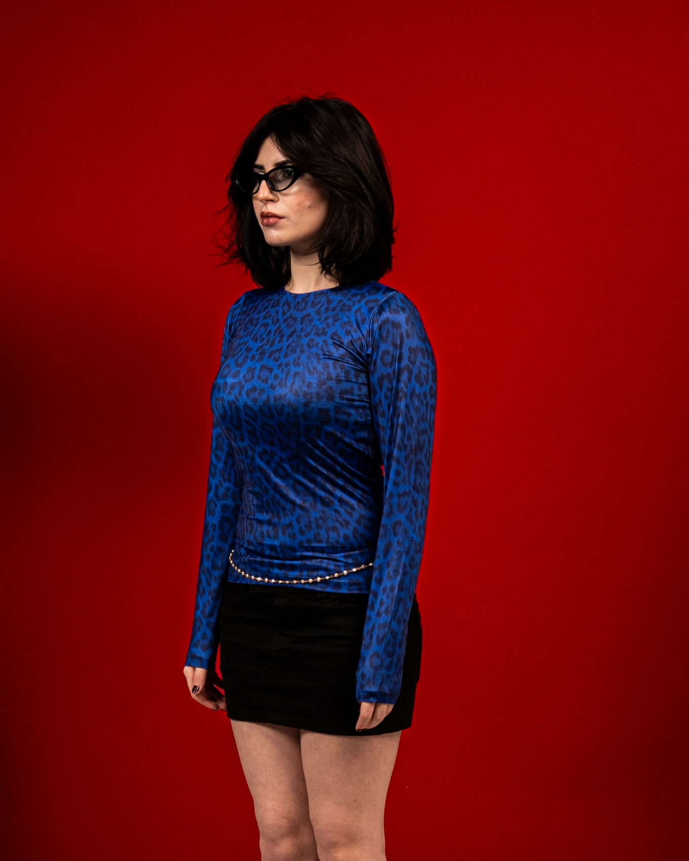 Navy leopard top