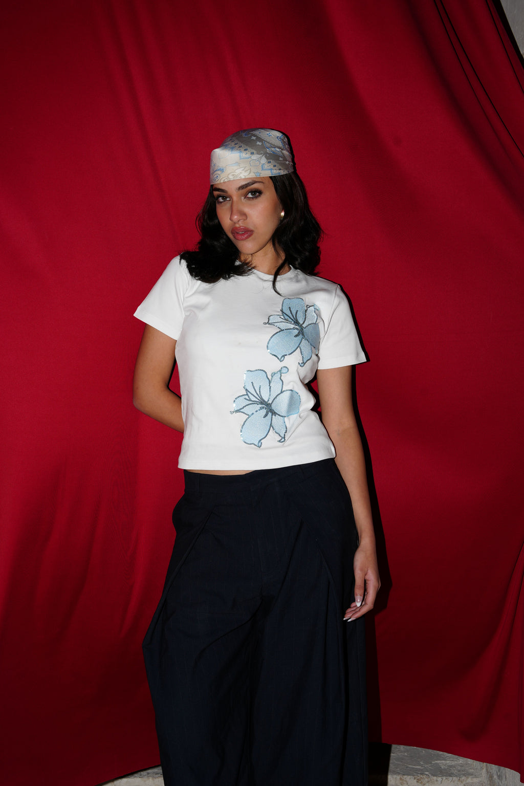 Blue Bloom baby tee