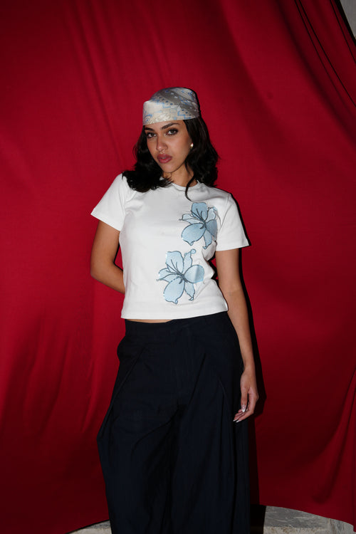 Blue Bloom baby tee