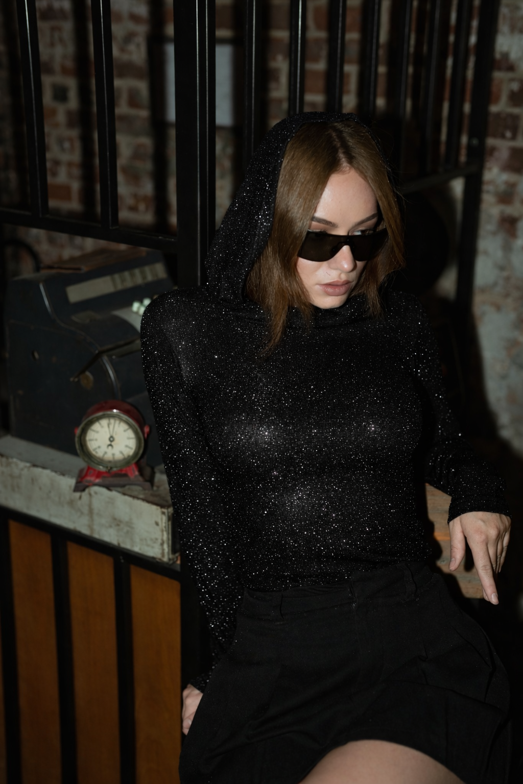 Le haut noir glitter top