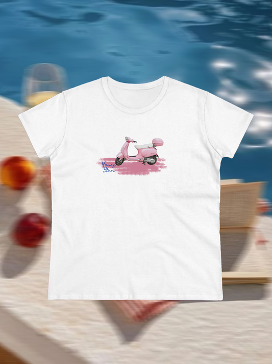Vespa Fiesta white baby tee