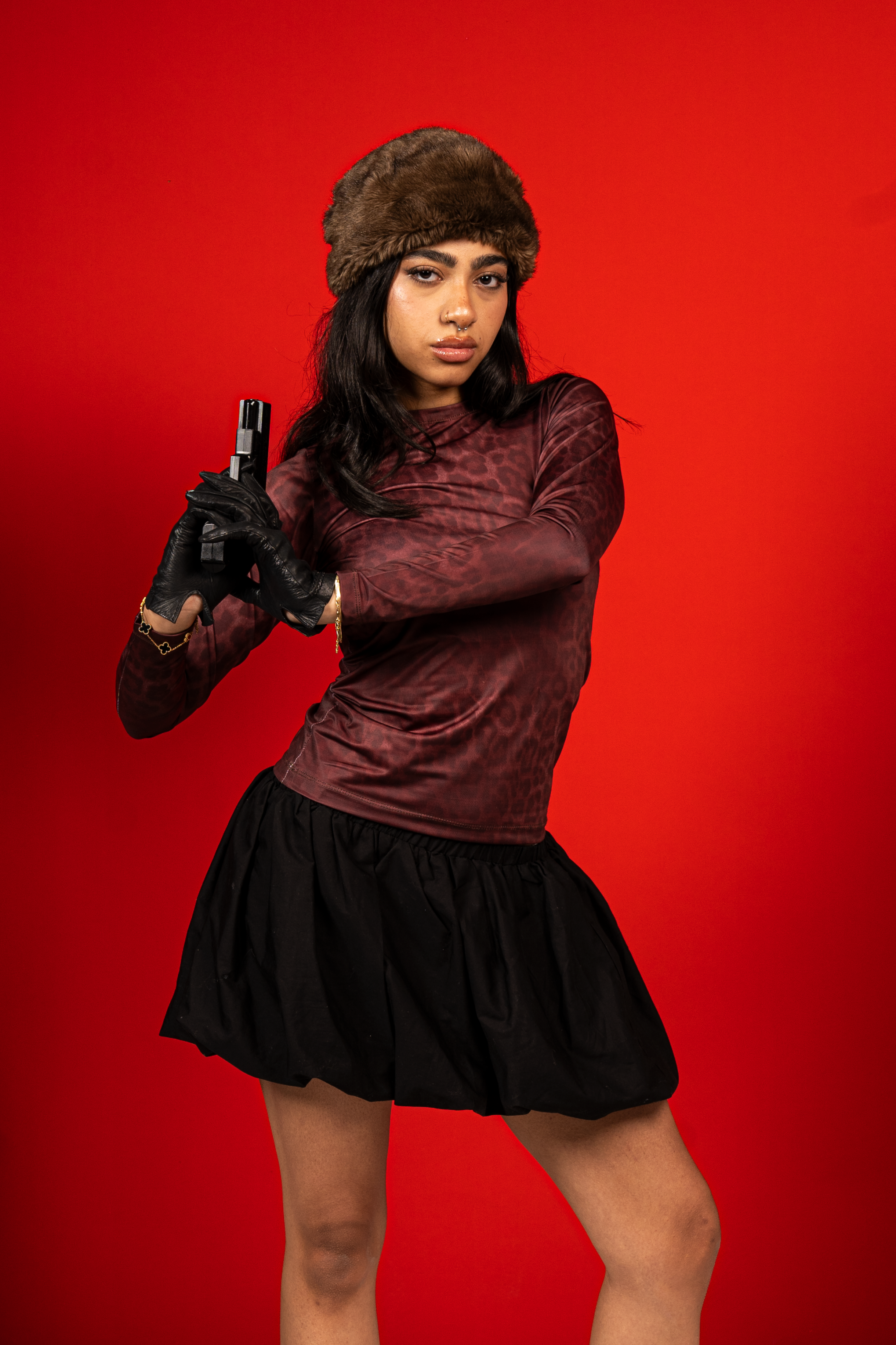 Burgundy leopard top