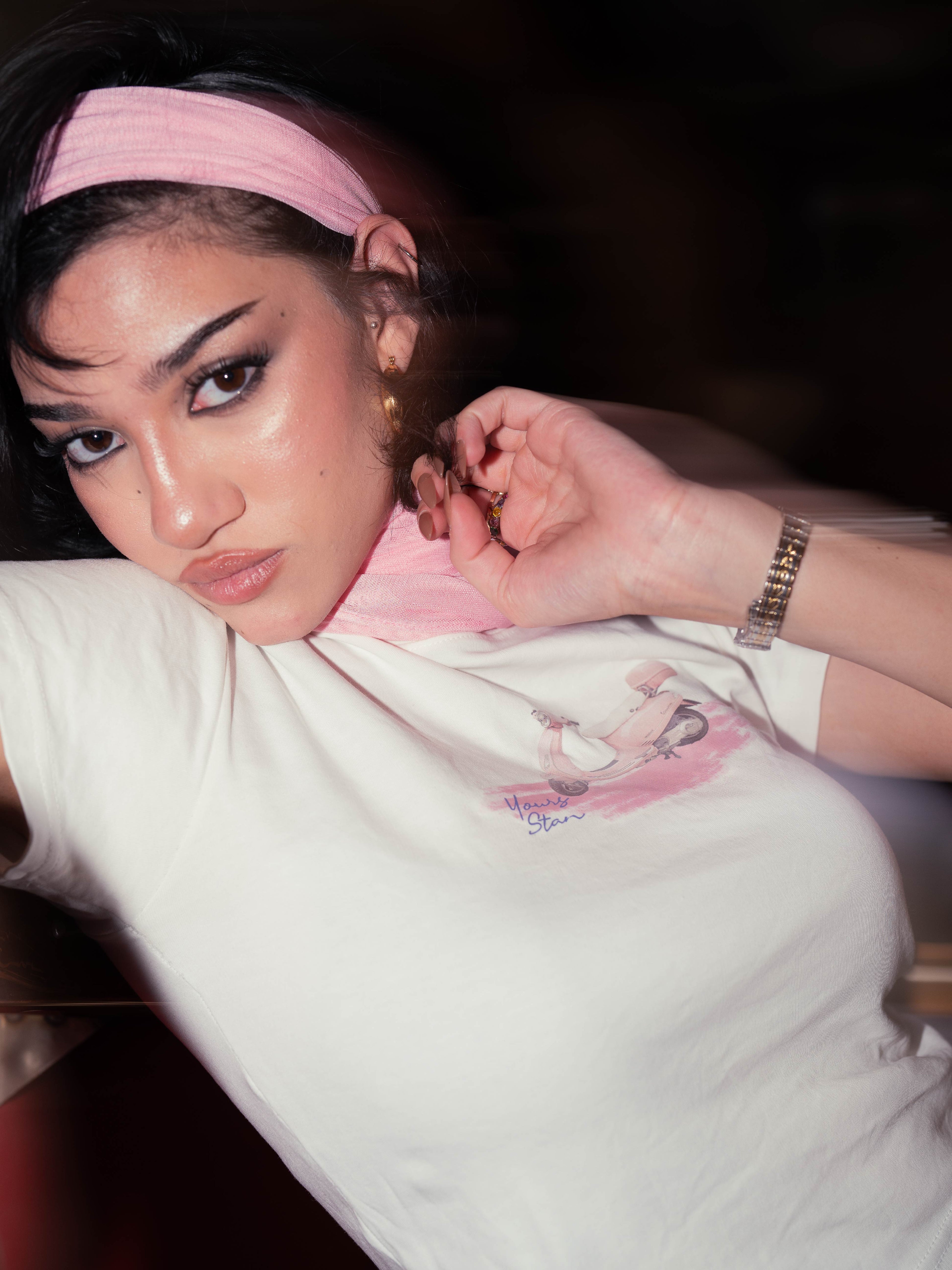 Vespa Fiesta white baby tee