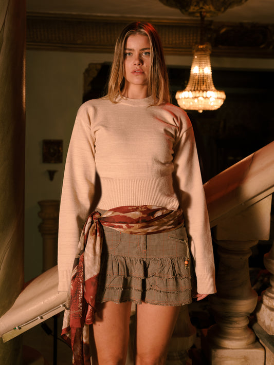 Beige Sparkles Corset Sweater